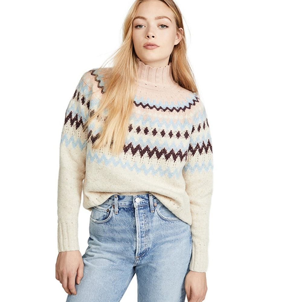 La Vie Rebbeca Taylor Fair Isle Turtleneck Sweater